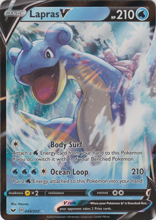 Lapras V - 049/202 - Ultra Rare Pokemon Lightly Played Sword & Shield Base Set