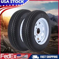 2Pack 5.30-12 Trailer Tires and Rims 530-12 5.30×12 4 Lug on 4" Load Range C 6PR
