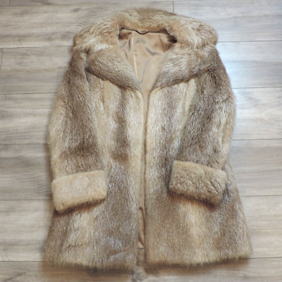 Gerson Pelze International Long Cuffed Real Fur Coat Size Medium