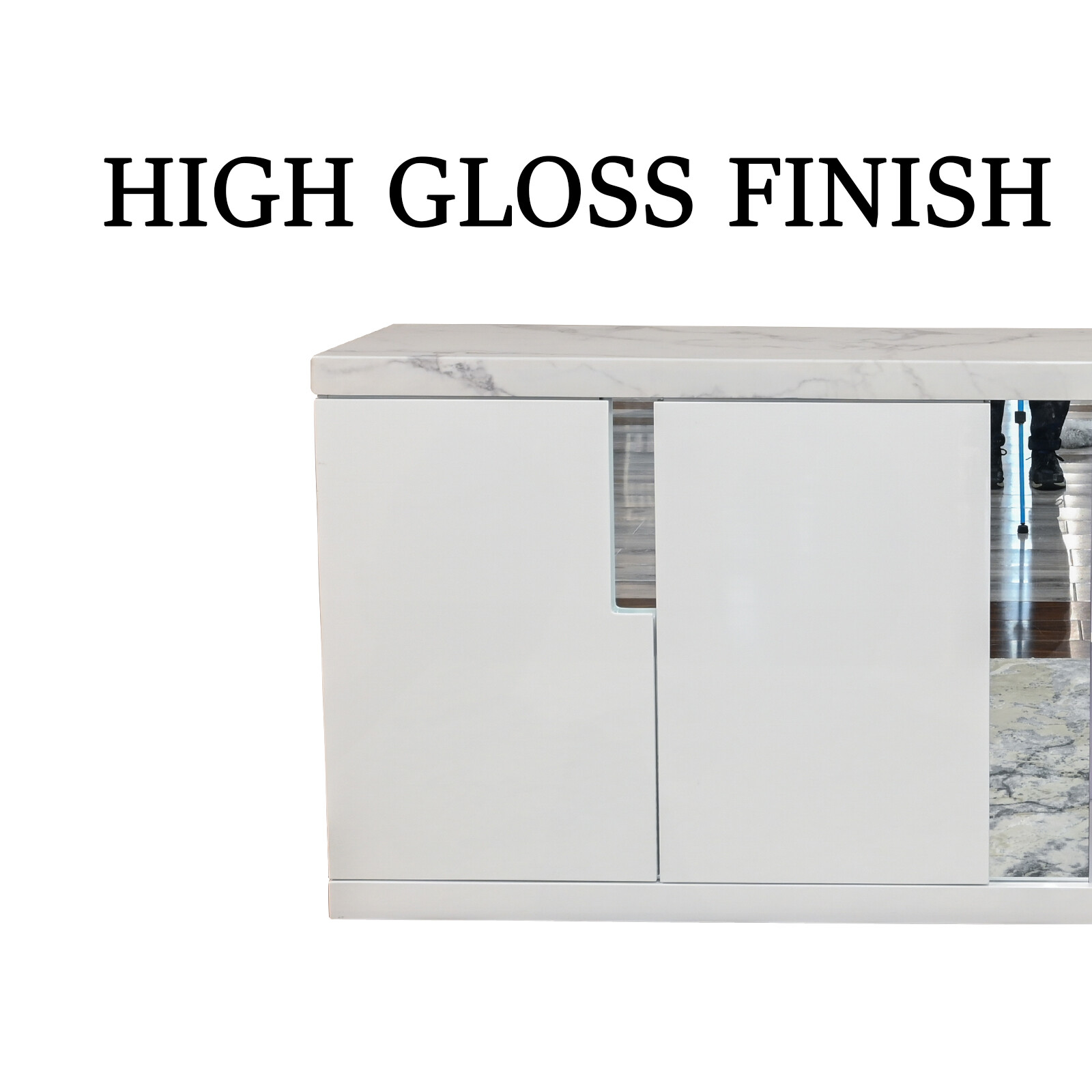 Modern Kitchen Storage Marble Top Buffet Sideboard High Gloss Hallway 4