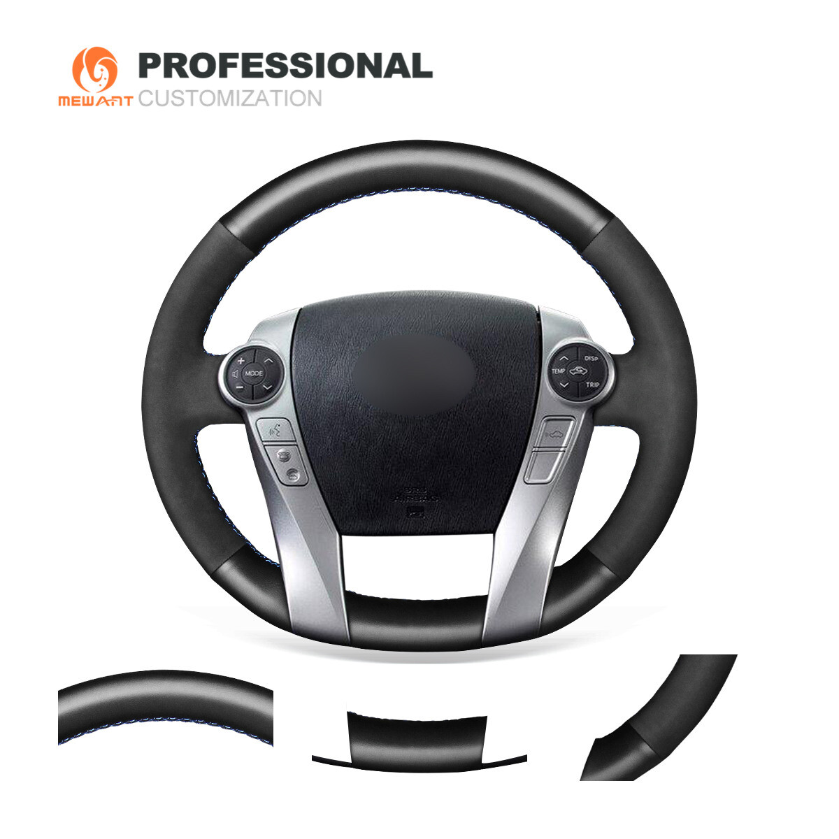 Genuine Leather Suede Car Steering Wheel Cover for Toyota Prius 30 XW30 C V Aqua