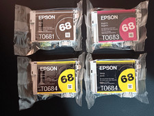 genuine EPSON 68 Black/Magenta/2 Yellow High Yield, 4 Pack - Exp.: 2023 NO BOX 