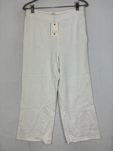 Billabong Womens Pants Size Large Linen On The Move Straight Leg High Rise NWT