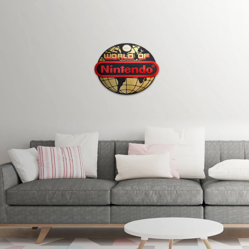 🌎 任天堂世界标志-大型雕刻木质复古游戏墙饰 — 第 4/4 张图片