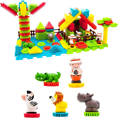 Picasso Toys PTB100 100Pcs Hedgehog Block 3D Building Blocks Tiles Safari Theme 
