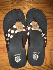 Yellow Box 7 8 Brown Polka Dot Flip Flops Sandals Slides Thongs Shoes    Tw11j
