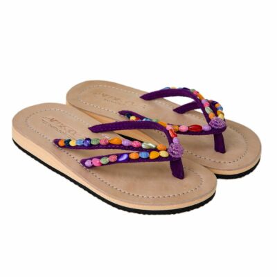 Lestarie Mädchen Sandalen Flip Flops Leder Zehentrenner Zehensteg Sandale  