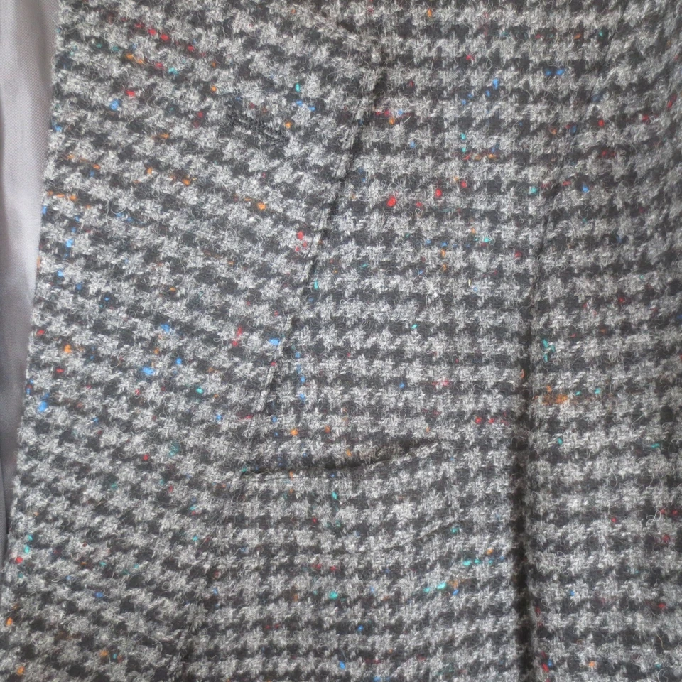 Vintage Corbin Huntington Blazer Mens 44 Black Gray Multicolor Threads Jacket - Image 2 of 4