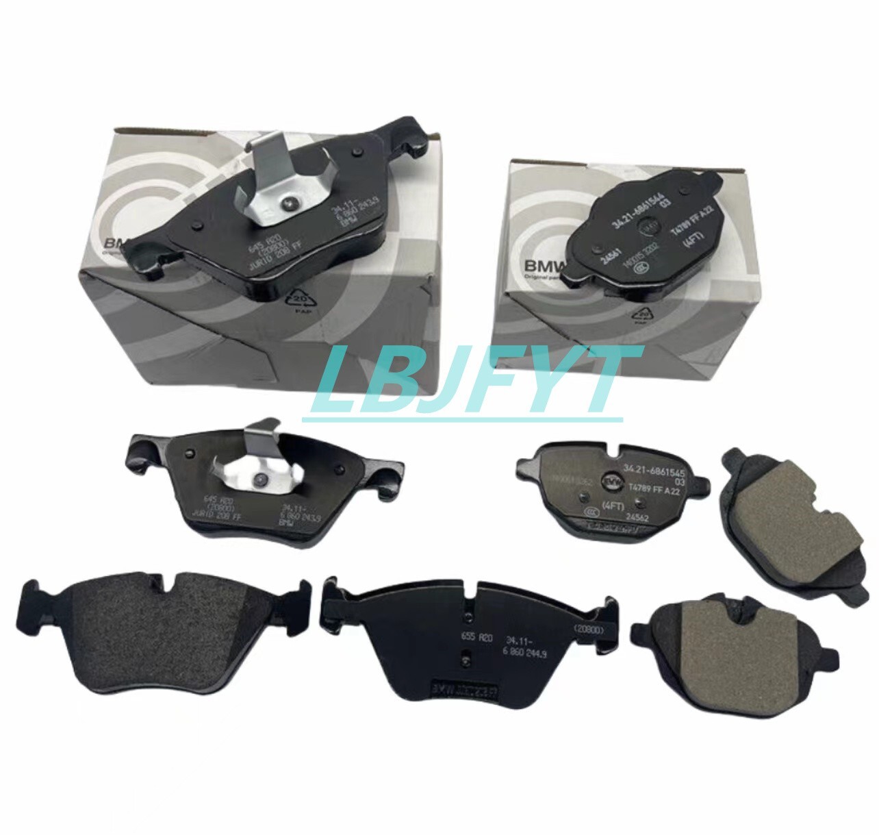 Front and rear brake pads of BMW 528i 535i 550i 640i 650i 740i 750i ...