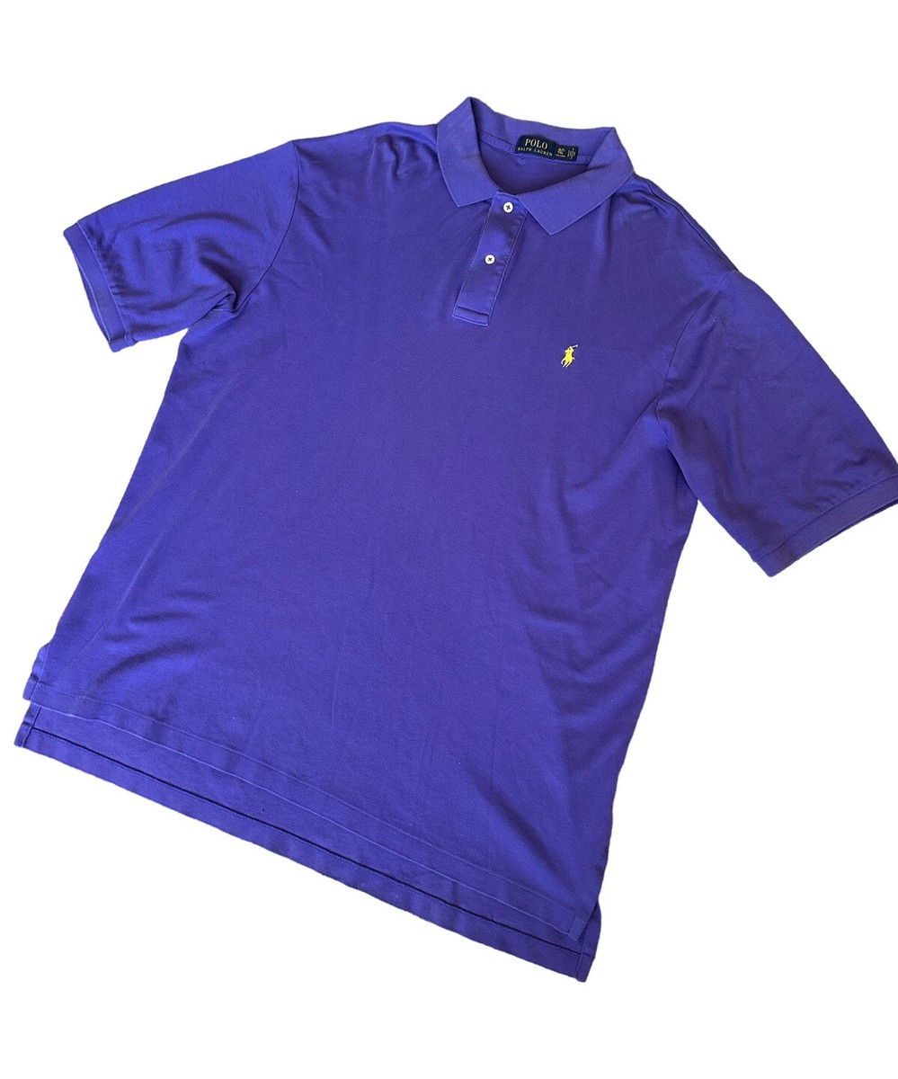 Polo Ralph Lauren Polo Shirt Mens Size XLT Purple Yellow Pony Golf