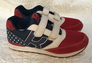 red white blue tennis shoes