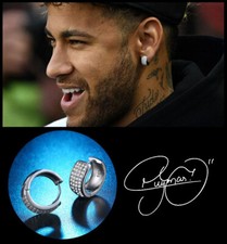 Men’s Neymar BLING 20mm 5* Quality Multi-Zirconia 18K White Gold Huggie Earrings