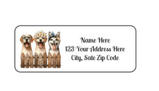 30 Funny Dogs On Fence PERSONALIZED RETURN ADDRESS LABELS 1 in X 2 5/8 GLOSSY
