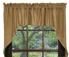 New Primitive Country Farmhouse TAN NATURAL BURLAP CAFE SWAGS Curtains 36"