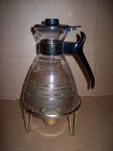vintage 1950s Pyrex 8 cup Coffee Carafe with Candle heat Cradle