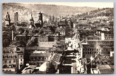 Stuttgart Germany City View Postcard from Bahnhofsturm Tower  D224