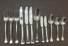 Oneida Othenia Heirloom Stainless Flatware Knives Forks Spoons USA Lot of 12