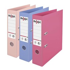 Rexel Pastel Plastic A4 Lever Arch Files 3 Pack (Pink Blue Peach) Patented No 1