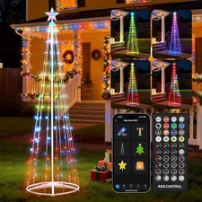7.5ft Smart LED Christmas Cone Tree Light RGB App Control Lighted Yard Decor