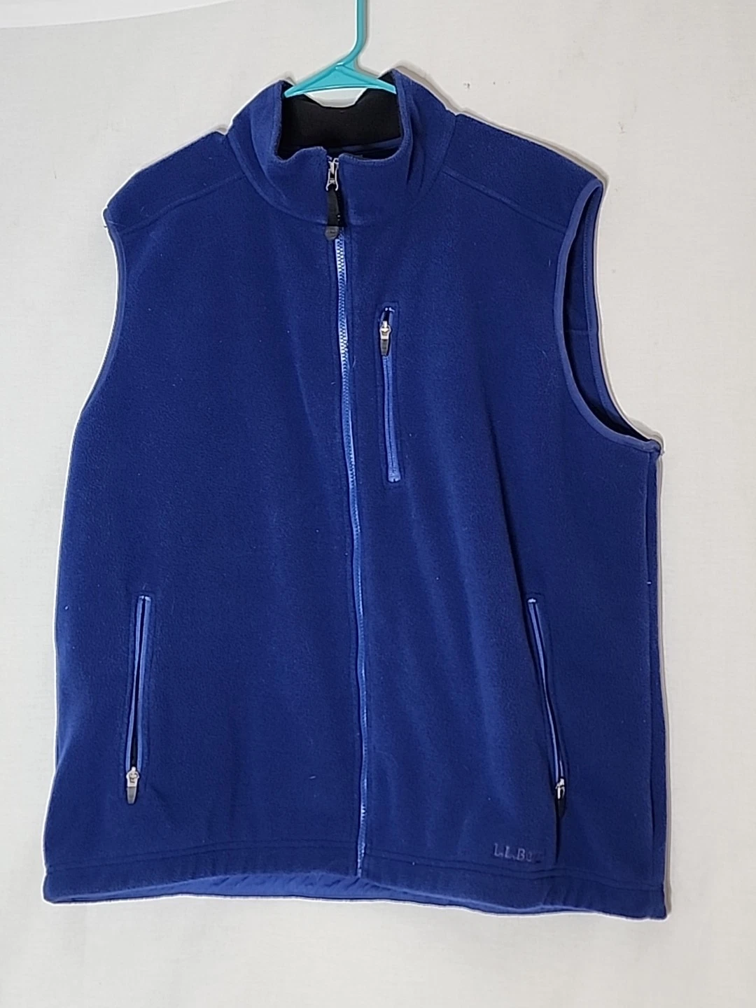 LL Bean Fleece Polartec Vest Mens XL Royal Blue Full Zip Pockets Outdoors Nature