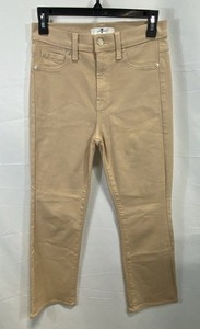 7 For All Mankind Women's Tan High Rise Cropped Kick Flare Stretch Pants Sz 26