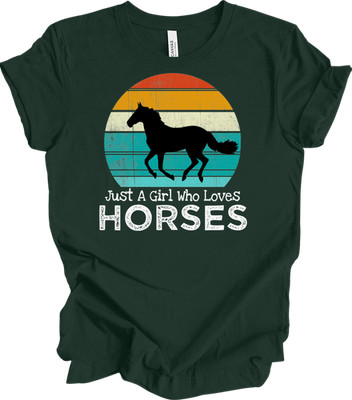 Just a Girl Who Loves Horses Retro Sunset Horse Lover Gift Vintage T-Shirt