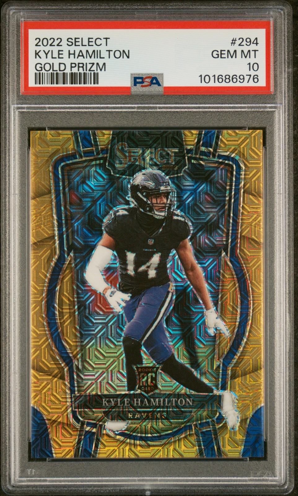Kyle Hamilton 2022 Select Club Level #294 Gold Prizm /10 PSA 10 Rookie Card RC