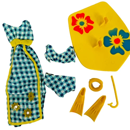 Vintage 1971 Barbie Get-Up 'N Go Beachwear Set Mattel Mod Era Accessories
