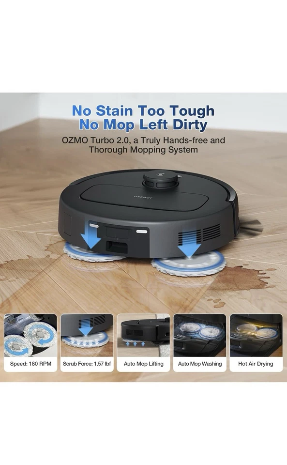 ECOVACS DEEBOT N30 Omni Robot Vacuum and Mop 10000Pa Suction TruEdge Adaptive... - Image 2 of 4