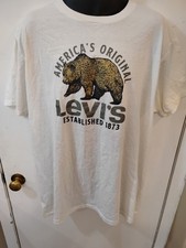 Levi's Levi California Bear Shirt Mens 2XL Gray Short Sleeve Cotton Blend
