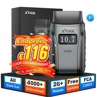 XTOOL A30M OBD2 Diagnosegerät Bluetooth Alle System Scanner 8-in-1-Live-Daten DE
