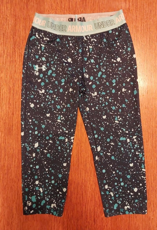 Under Armour Girls Ankle Pants YLG/L 146-156 Black Blue Geometric Stretch
