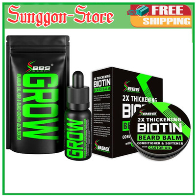 GROW Maximum XXL Beard Growth Package: Serum & 2X Biotin Balm for Fuller Beards