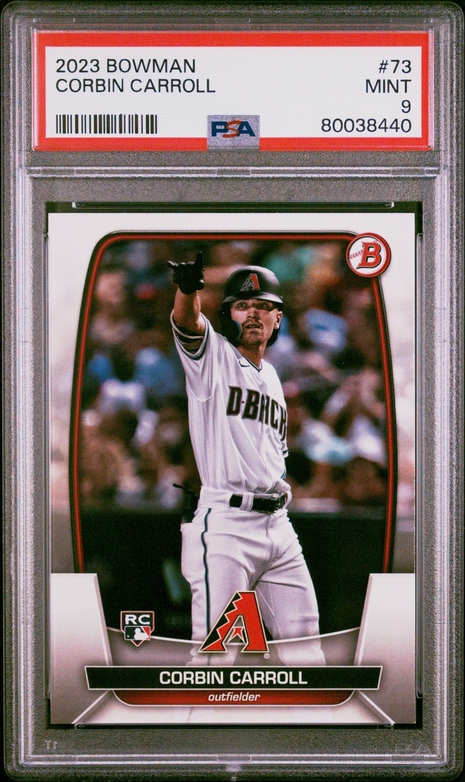 2023 BOWMAN #73 CORBIN CARROLL ROOKIE RC PSA 9