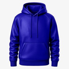 Men's Blue Leather Hoodie Handmade Premium Quality Jacket Luxury Streetwear