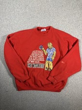 VTG 80s Hanes Sweatshirt Mens XL Sleeve Red Made In USA Wookies Team Distressed