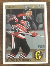 O-Pee-Chee Premier 1992 #159 NHL Chicago Blackhawks The Original 6 Hockey Card