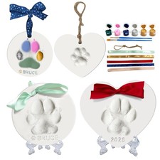 Dog or Cat Pawprints Keepsake Kit,Make 2 Clay Paw Print Ornaments,Soft  Non-...