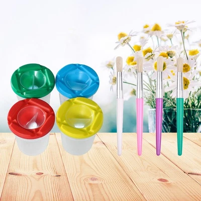 8-teiliges Kreide-Wascheimer-Stift-Waschbecher-Malpinsel, verschüttungssicheres - Bild 1 von 4