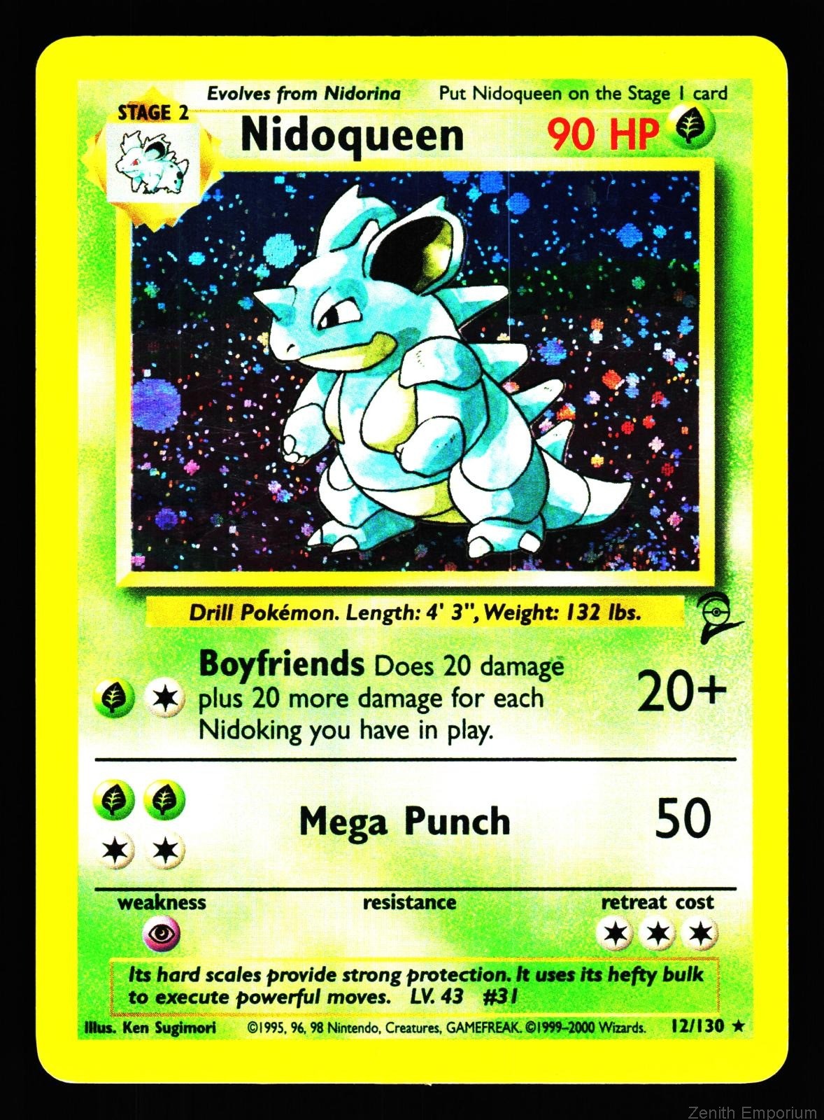 NIDOQUEEN 12/130 HOLO RARE BASE SET 2 POKEMON NM