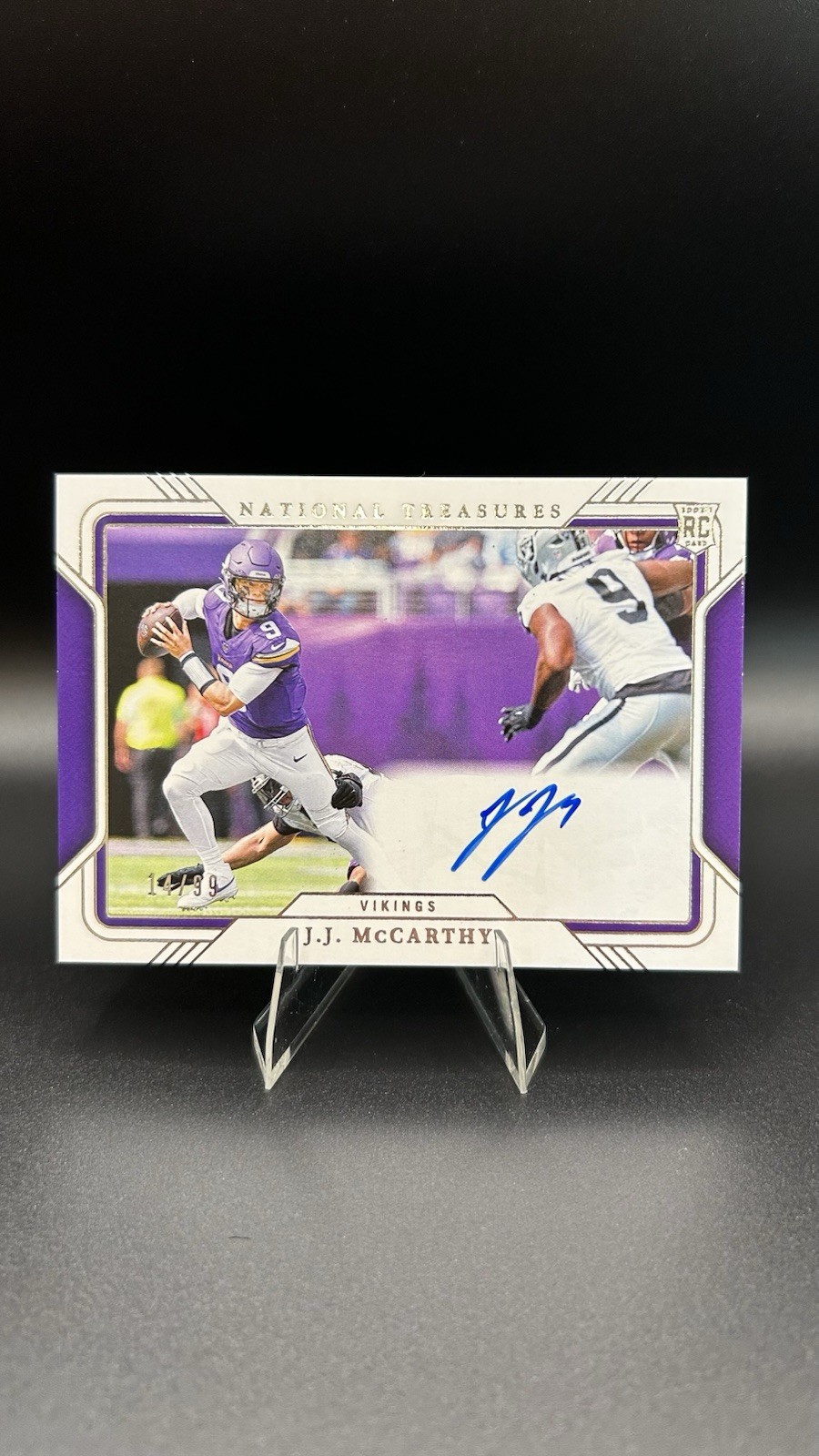 2024 National Treasures J.J. McCarthy Auto Rookie Field Pass RC /99 #RFP-JJM