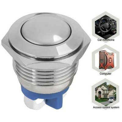 Metal Push Button Round Head Momentary for reset Switch Brass Nickel Plated 16mm