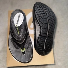 NWT Oofos OOmega OOlala Stacked Sandal Titanium Mirror Womens Multiple sizes