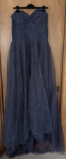 Dark Navy Sparkle Halter Neck Layered Tulle Event Formal Prom Dress Size 18 NWOT