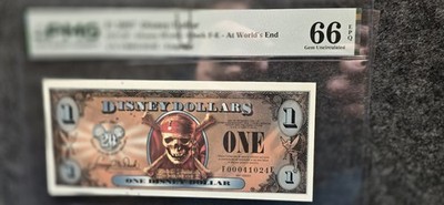 Disney 2007 $1 Disney Dollars Note Pirates of the Caribbean At World's End