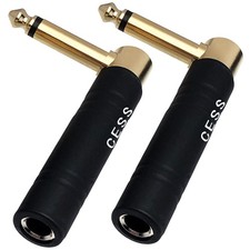 CNCESS CESS-190 Guitar Plug Adapter Right Angle 1/4 Inch TS Female to Black