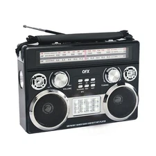 QFX R-333BT AM/FM/SW 3-Band Radio +Bluetooth +USB/SD/AUX/Disco Light +Flashlight