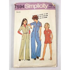 Vtg 1976 Simplicity Pattern 7594 Girl's Jumpsuit Size 10