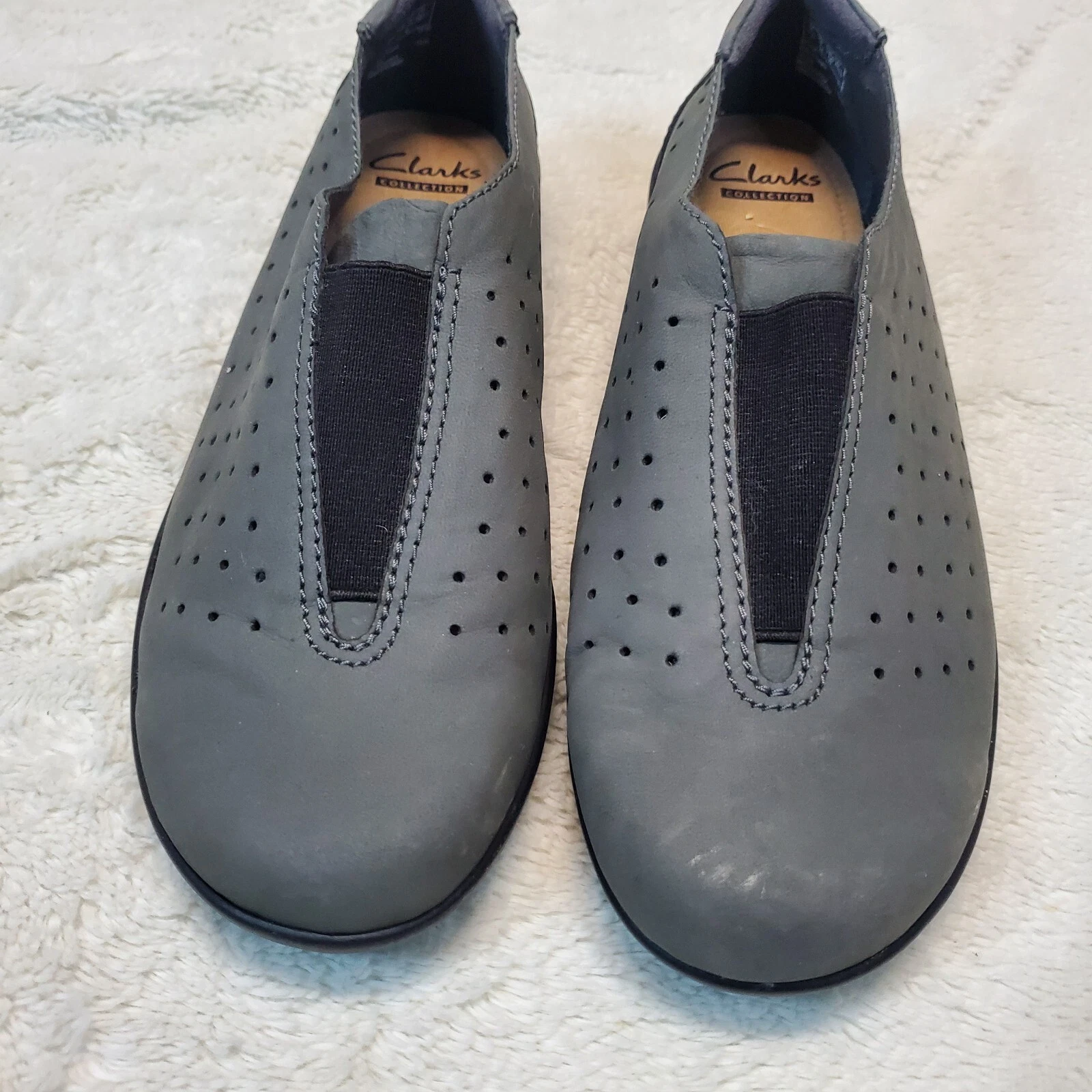 Mocassini Clarks Medora Gemma grigio pelle nabuk casual slip on scarpa piatta donna 7