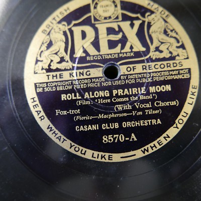 78rpm CHARLIE KUNZ CASANI roll along prairie moon / leave me with a love song